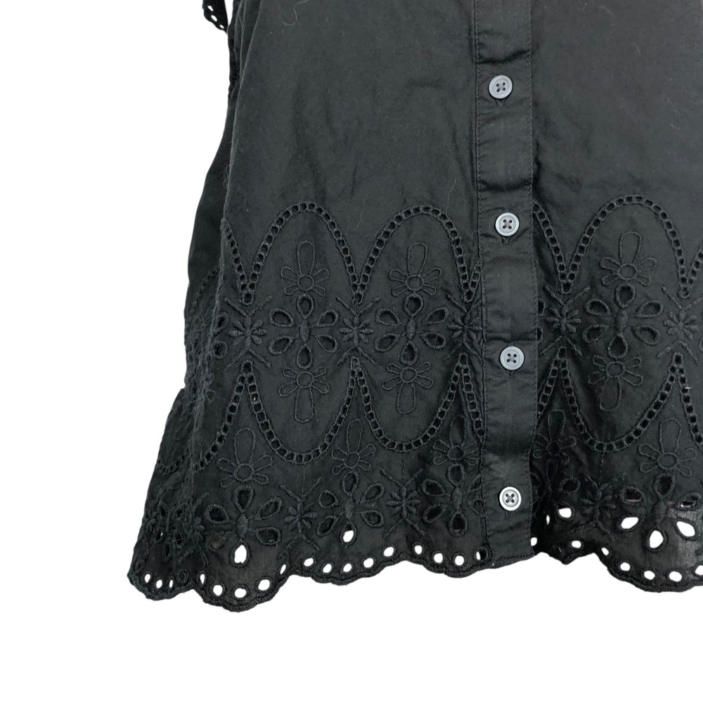 Gap 100% Cotton Eyelet Lace Button Up Crop Tank Top Small Boho Cowgirl Western - Picture 4 of 13